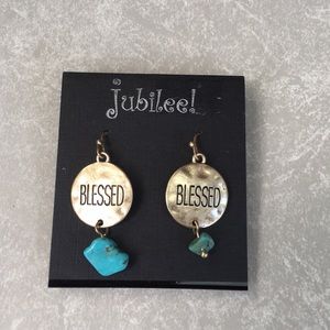 Jubilee! hanging Blessed earrings turquoise stone
